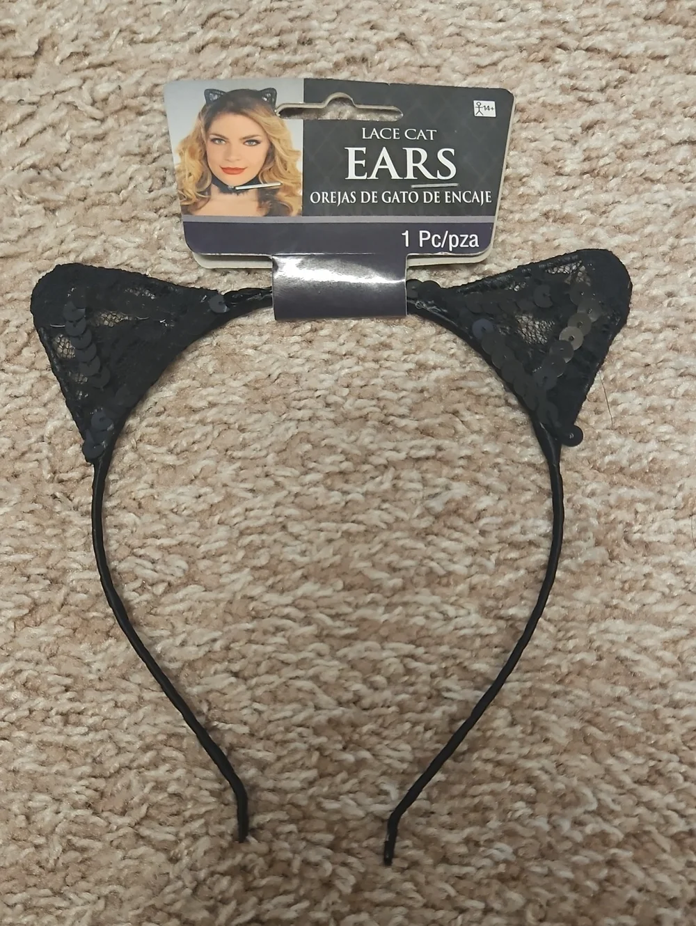Lace Cat Ears Headband - Black
